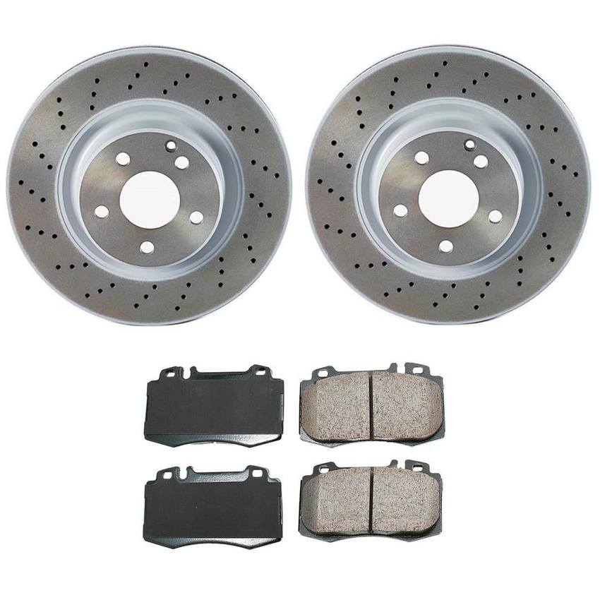 Mercedes Disc Brake Pad and Rotor Kit - Front (330mm) (Ceramic) (EURO) 220421251264 - Akebono Euro Ultra-Premium 4115202KIT